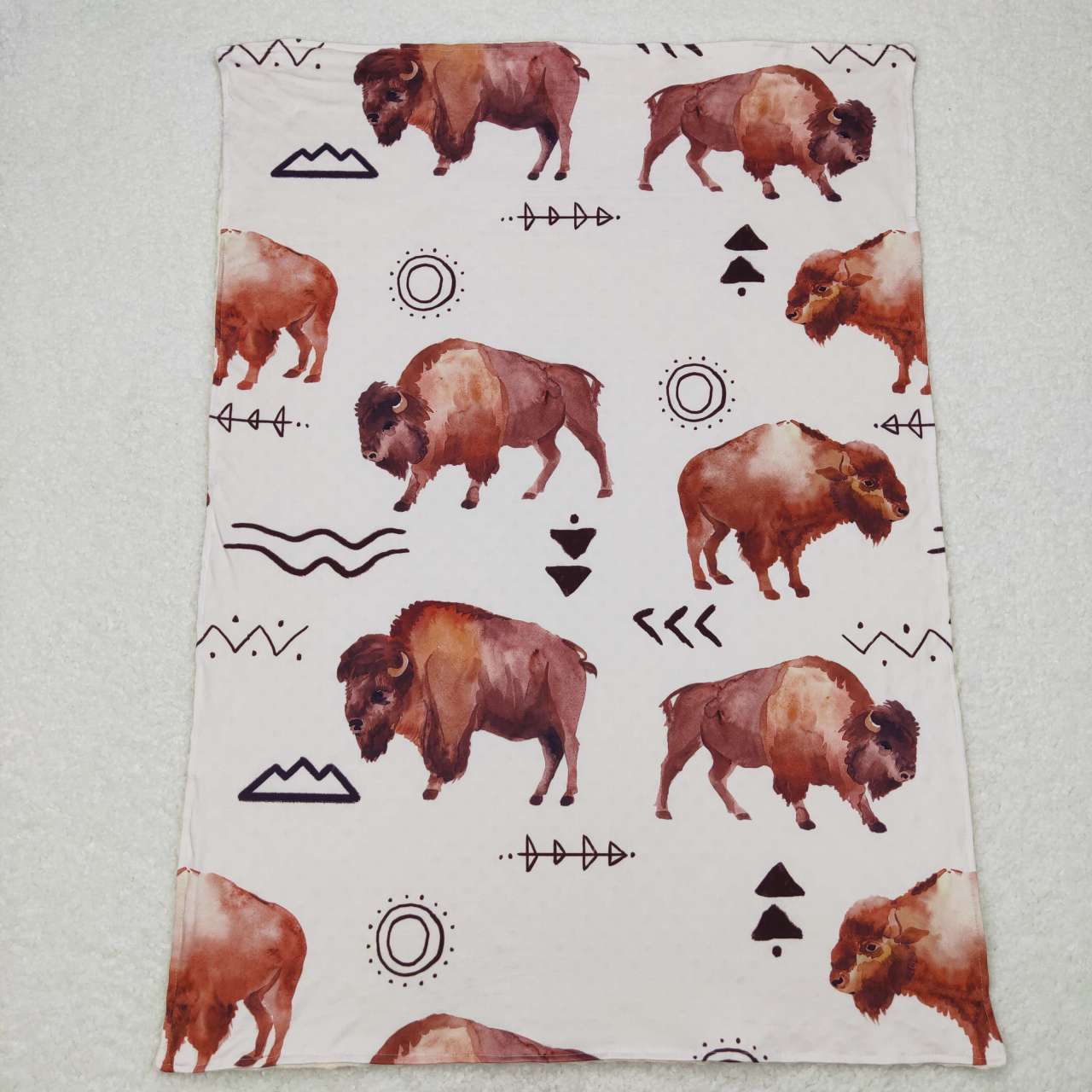 BL0068 Cow Arrow Sun Beige Baby Blanket
