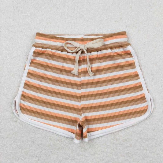 RTS SS0336Brown and orange thick striped shorts