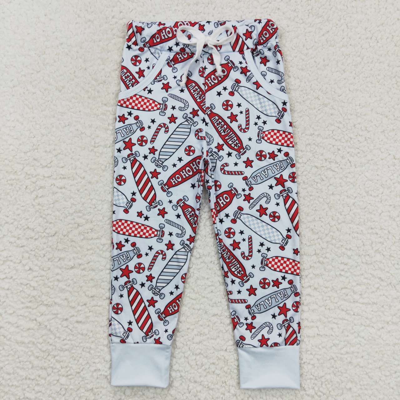 P0287 Star plaid skateboard light color trousers