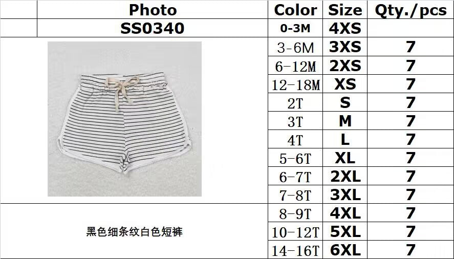 RTS SS0340Black pinstripe white shorts