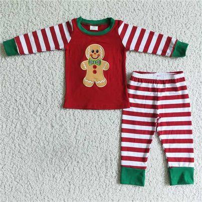 6 A18-15 gingerbread boys striped pajamas