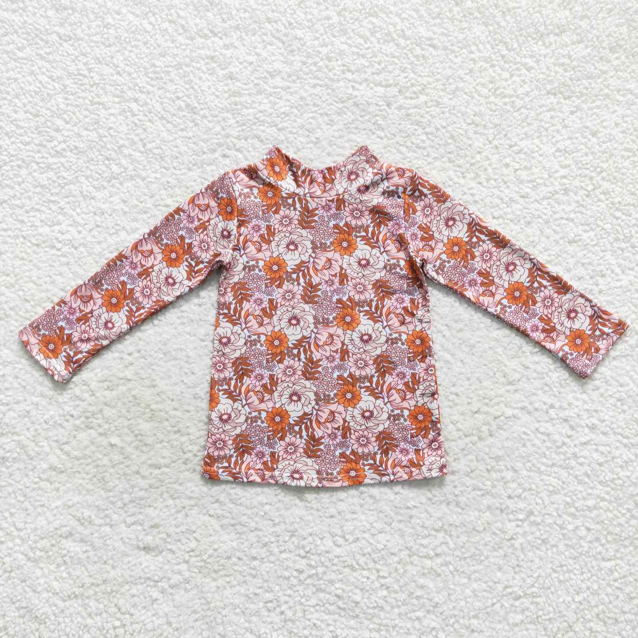 GT0283 Floral Turtleneck Long Sleeve Top