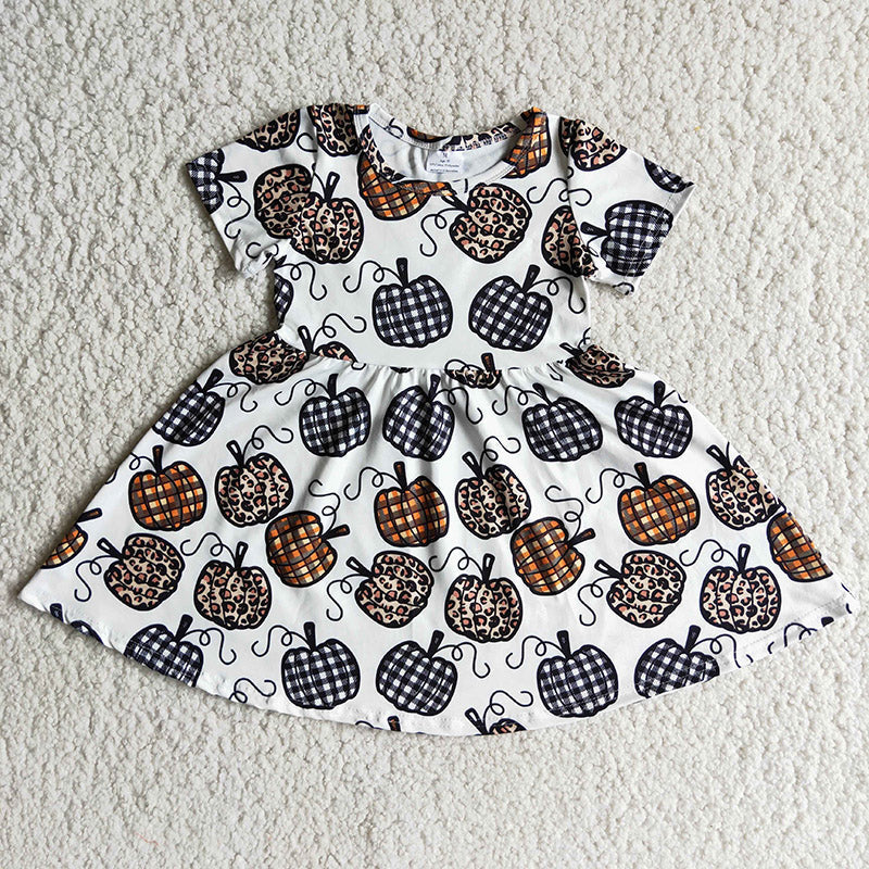 RTS NO MOQ PUMKIN Baby Girls Boys Fall Checked Pumpkins Sibling Dresses Pajamas Clothes Sets