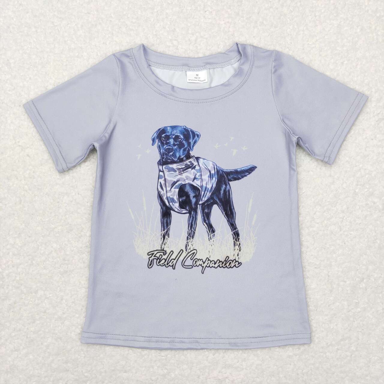 BT0463 field companion hunting dog camouflage blue short sleeve top