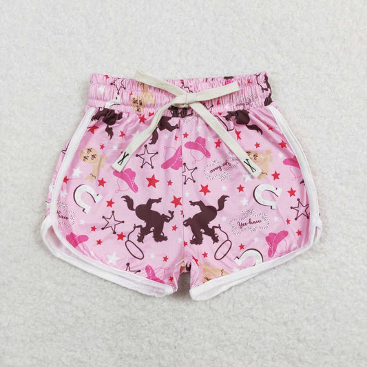 SS0125 Horse riding star pink shorts