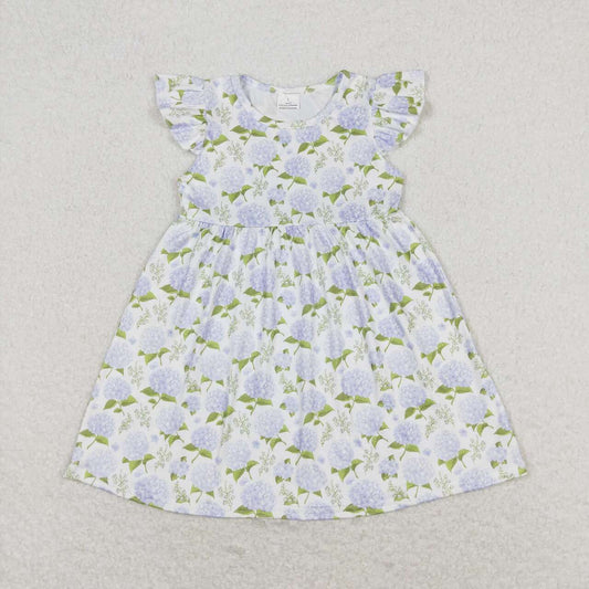 GSD1100 RTS toddler clothes blue floral baby girl summer dress