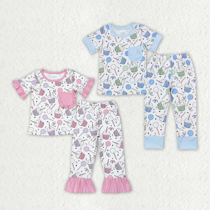 RTS NO MOQ Baby Girls Birthday Sibling Brother Tops Pants Pajamas Clothes Sets happy birthday