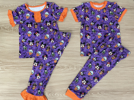 RTS NO MOQ Boys Pumpkin Pajamas Girls Pajamas Matching Sets pumkin pajamas match design