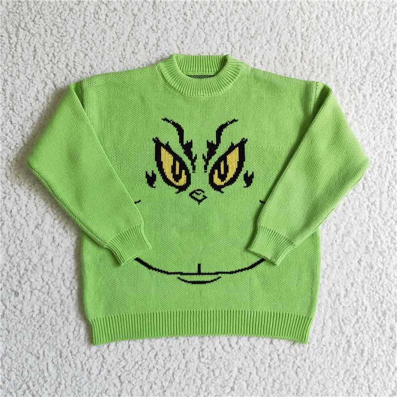 girls clothing long sleeve green sweater cartoon print .