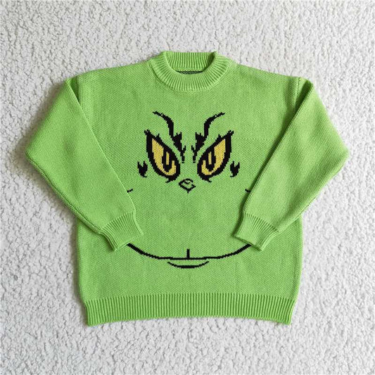 girls clothing long sleeve green sweater cartoon print .