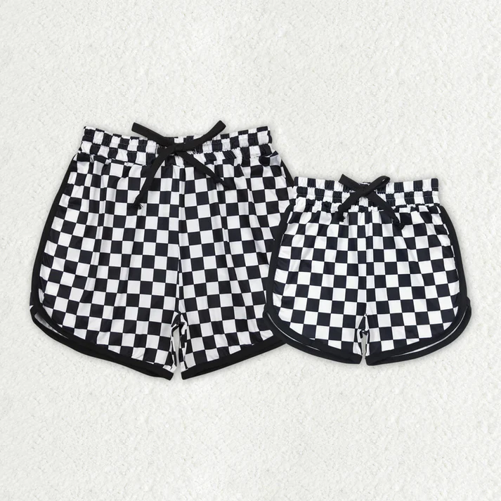 RTS Mommy and Me Adult Baby Girls Black Checkered Bottoms Shorts
