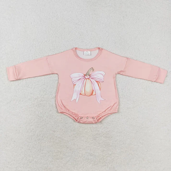 RTS NO MOQ Pink Pumpkin Bow Sibling Sister Shirt