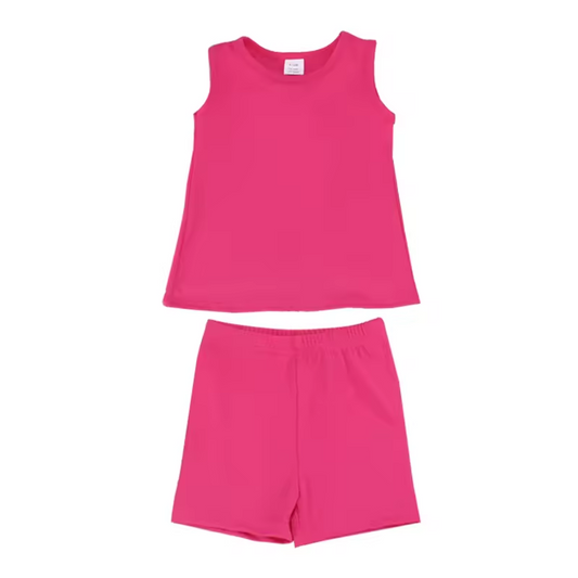 custom moq 3 cotton fabric eta 5-6week Cotton pink  shorts  Shorts Set