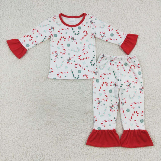 GLP0610 Candy Cane Red Lace Long Sleeve Pantsuit