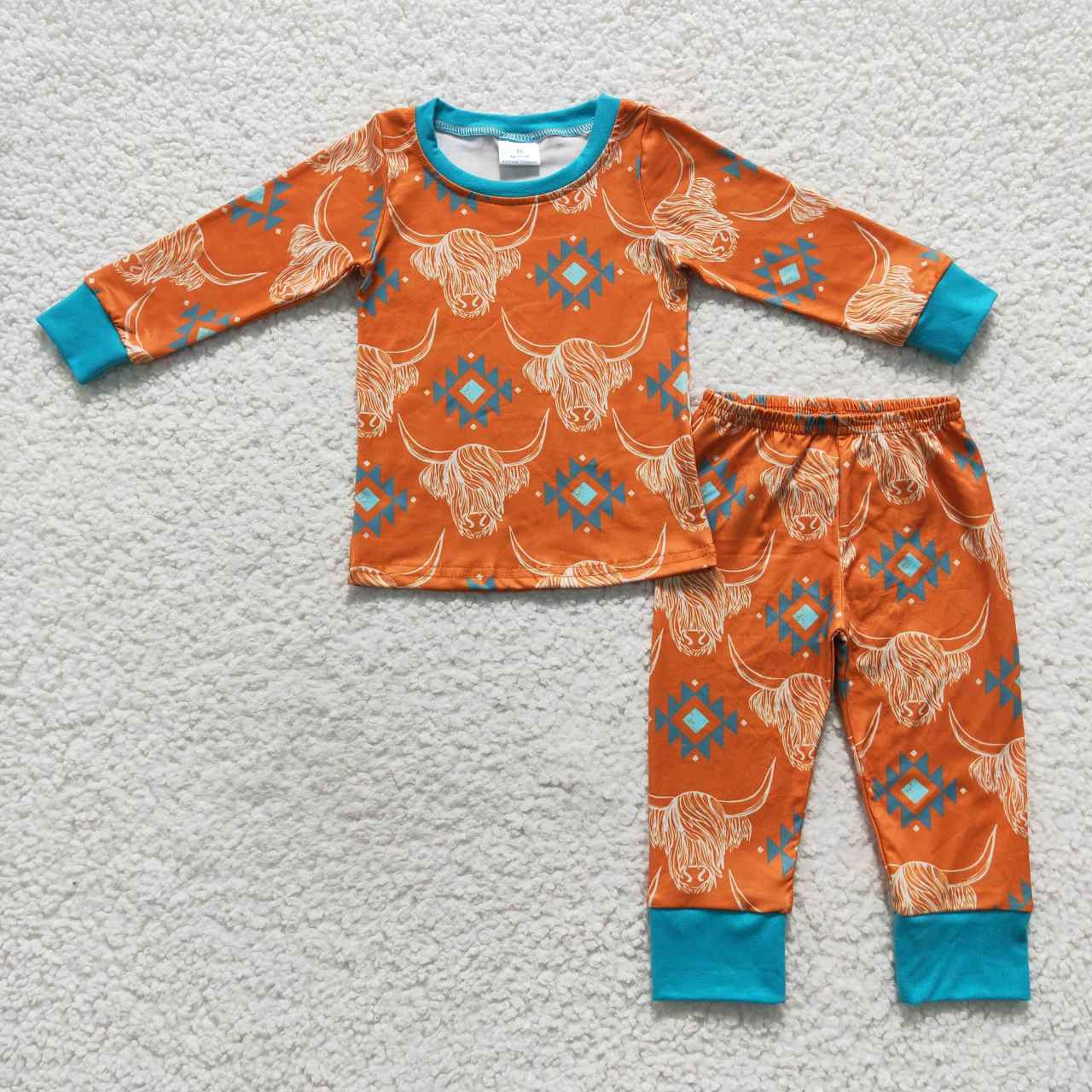 BLP0206 Alpine Bull Head Orange Green Long Sleeve Trouser Set