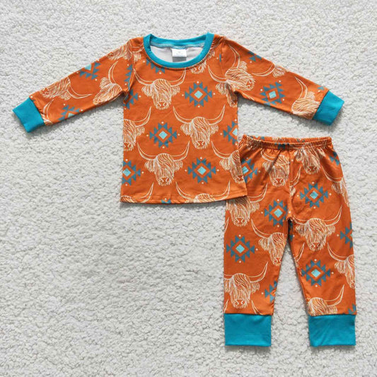 BLP0206 Alpine Bull Head Orange Green Long Sleeve Trouser Set