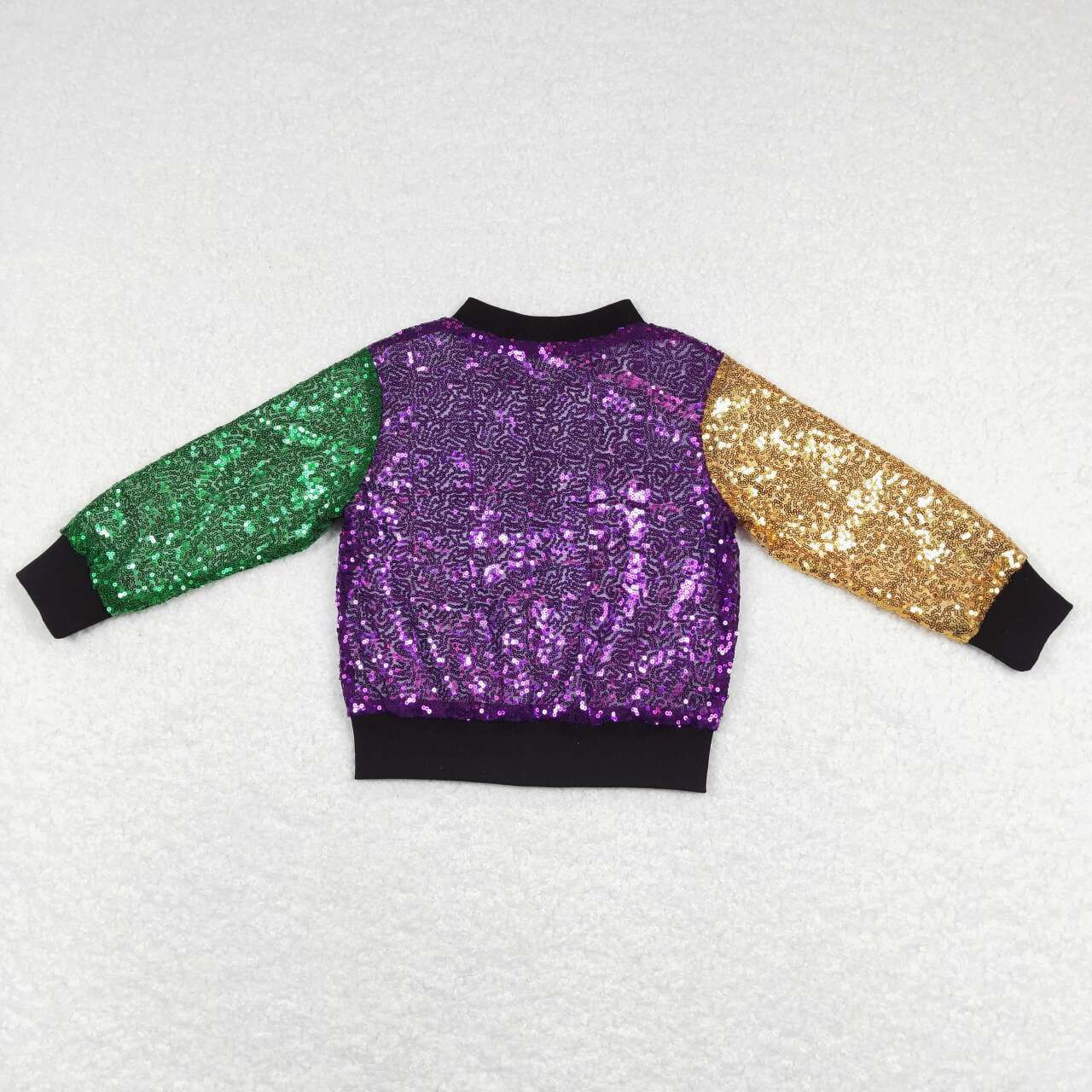 BT0451 Carnival Purple Yellow Green Sequin Zip Jacket