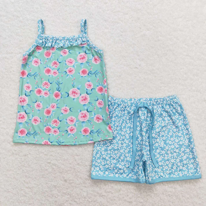 RTS Baby Girls Sibling Straps Top Shorts Summer Clothes Sets