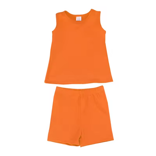 custom moq 3 cotton fabric eta 5-6week Cotton orange shorts  Shorts Set