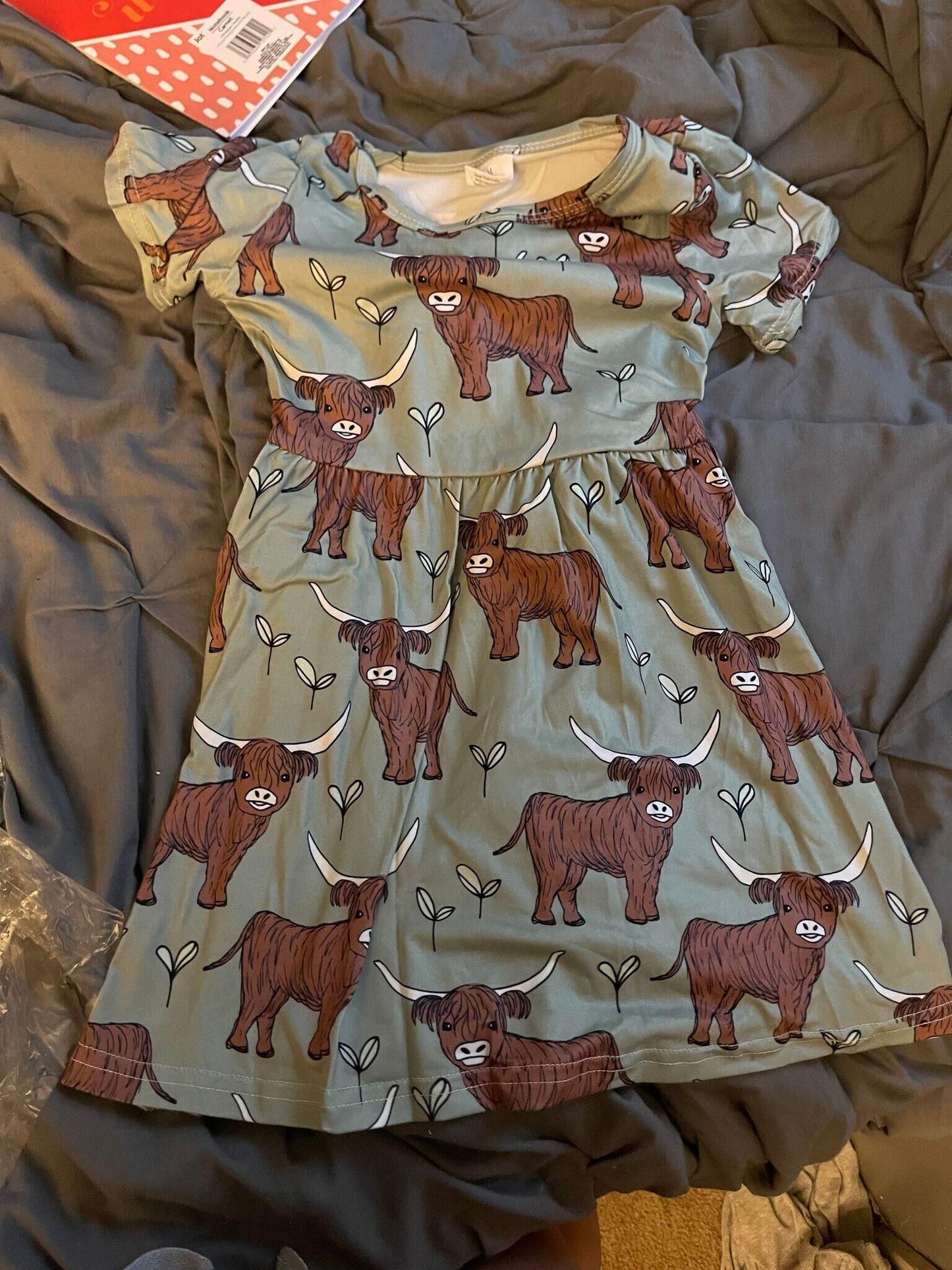 girls short dress cow print