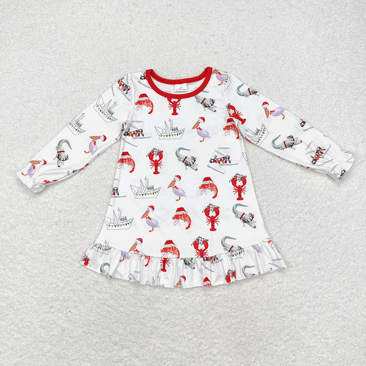 RTS NO MOQ Baby Kids Christmas Crawfish Sibling Rompers Dresses Clothes Sets