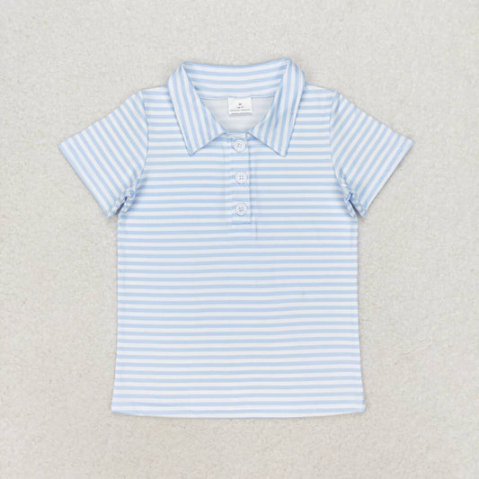 BT0653 pre-order baby boy clothes blue stripes boy summer tshirt