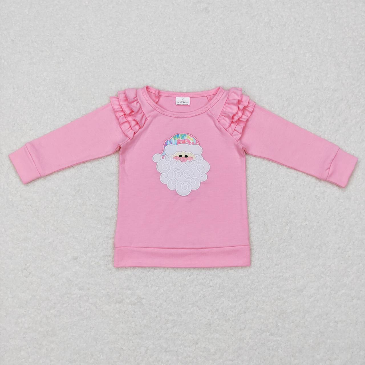 GT0369 Santa Claus embroidered colorful pattern pink lace long-sleeved top