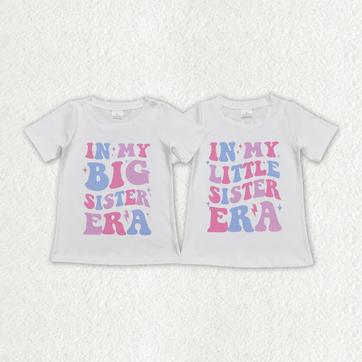 RTS Baby Girls In My Big Littler Sister Era Short Sleeve Sibling Tee Shirts Tops