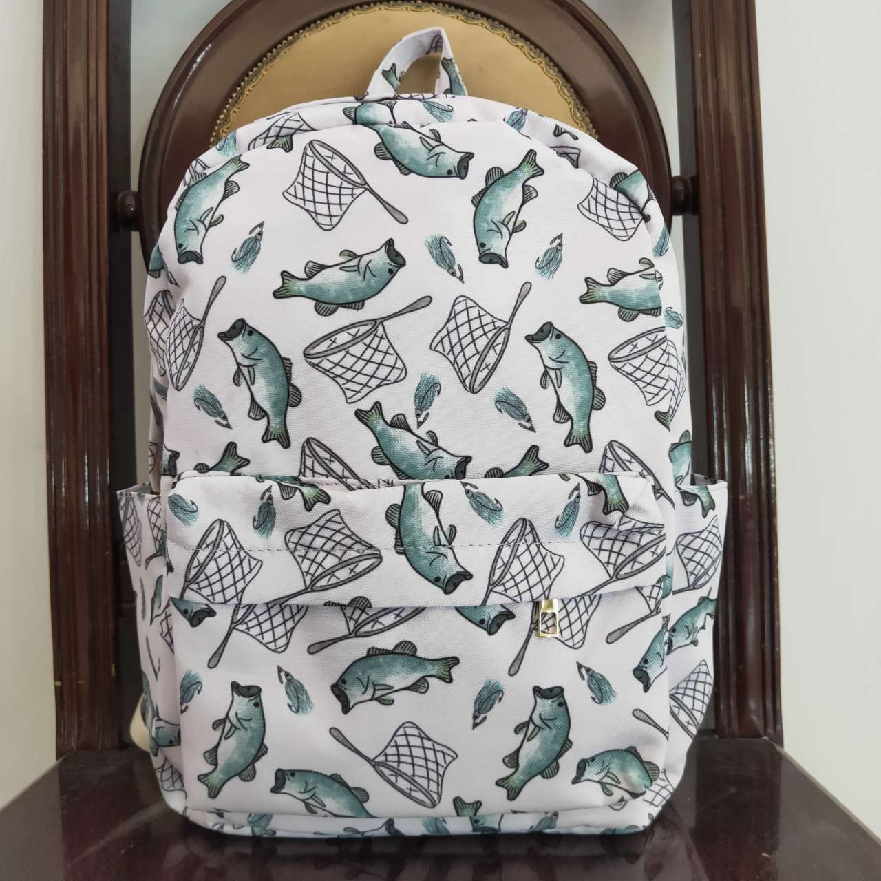 BA0123 Fishing White Backpack