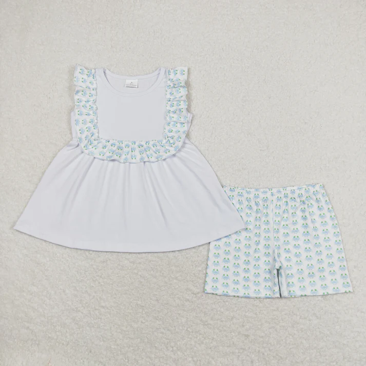 RTS NO MOQ  Baby Girls Boys Crabs Sibling Summer Clothes Sets