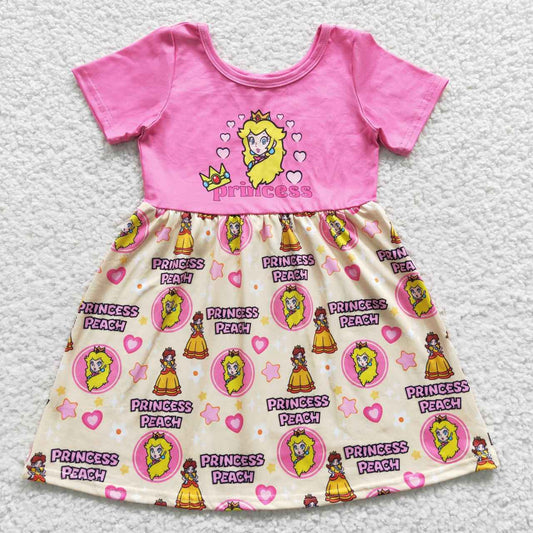GSD0389 Cartoon love pink short-sleeved dress