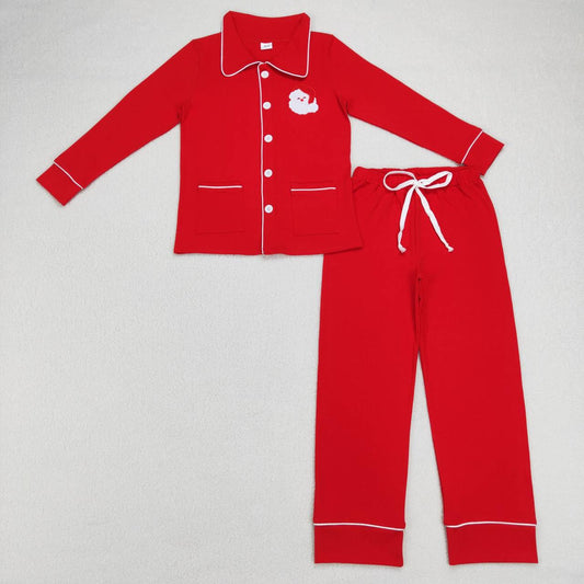 GLP0700 Adult Women's Santa Pocket Collar Red Long Sleeve Pants Suit