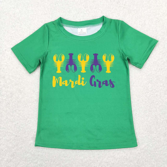 BT0501 mardi gras crayfish green short-sleeved top