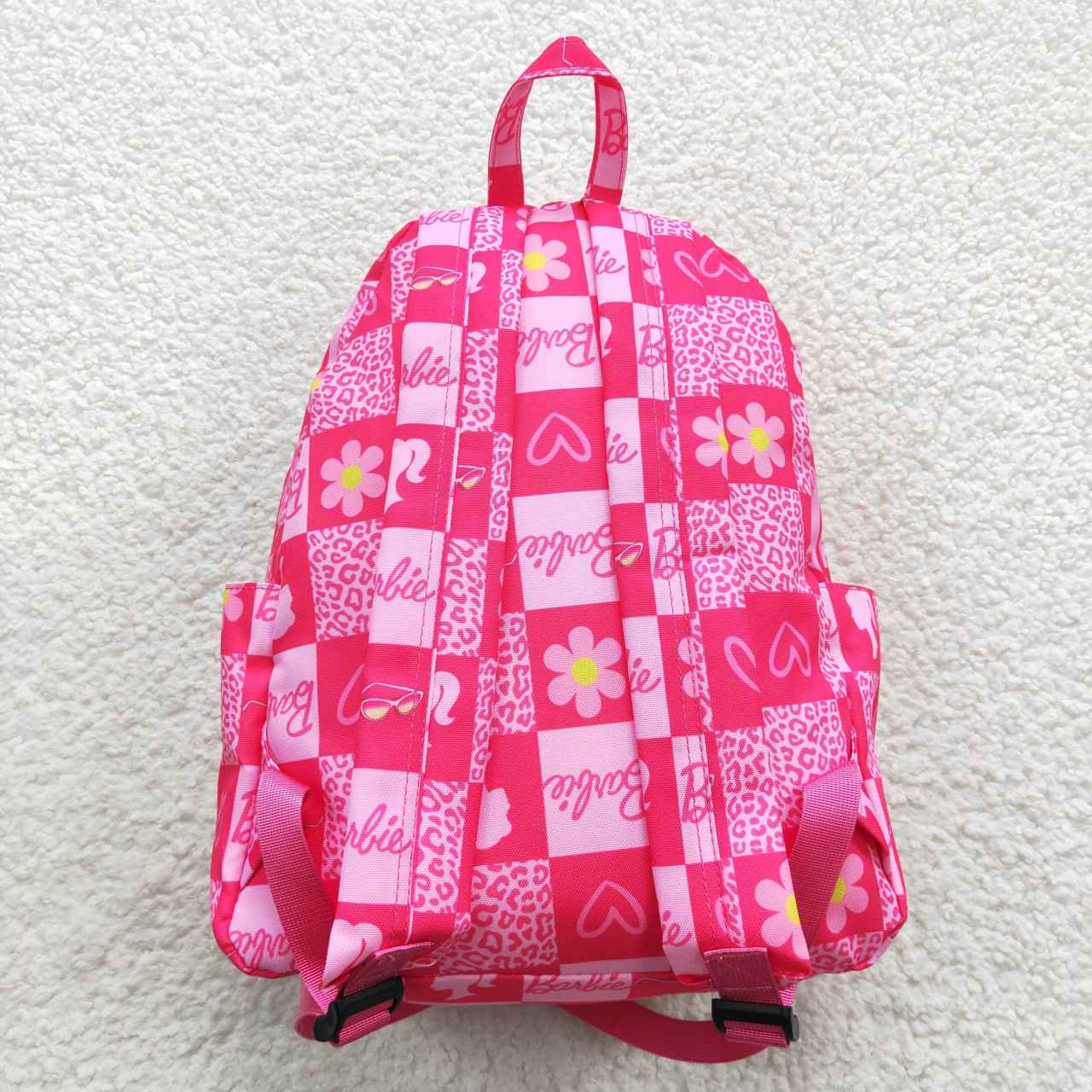 BA0113 barbie pink plaid leopard backpack