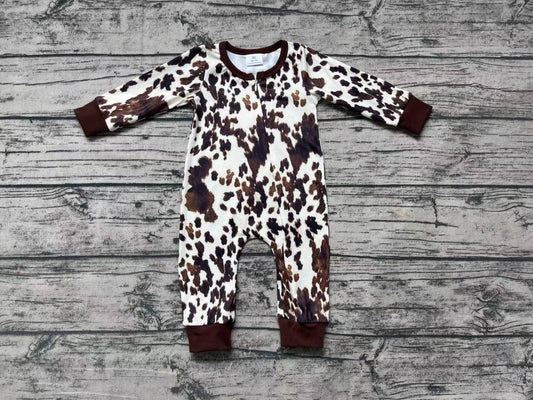 Ink Pattern Zipper Long Sleeve Jumpsuit