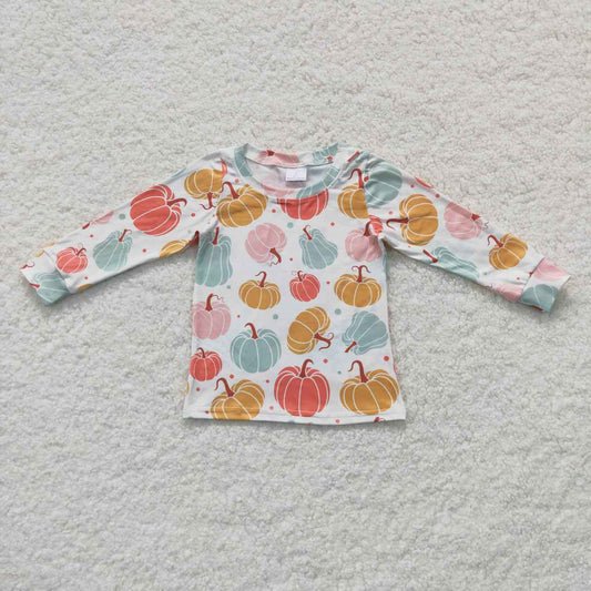 GT0235 Pumpkin White Long Sleeve Top