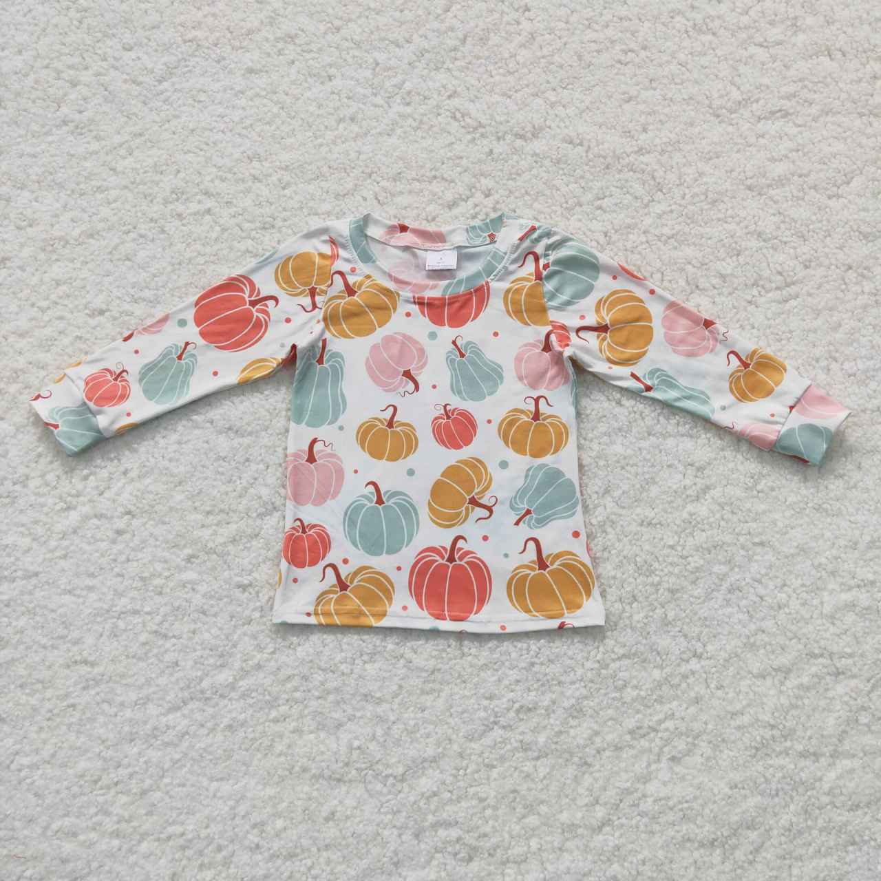 GT0235 Pumpkin White Long Sleeve Top