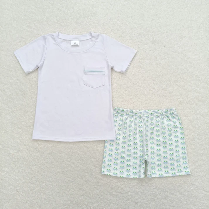 RTS NO MOQ  Baby Girls Boys Crabs Sibling Summer Clothes Sets