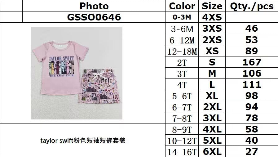 RTS GSSO0646Taylor Swift pink short-sleeved shorts suit