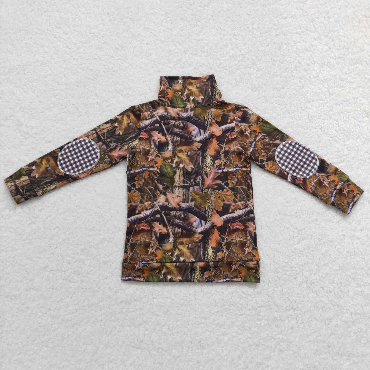 BT0331 Branch Camo Deer Zip Long Sleeve Top