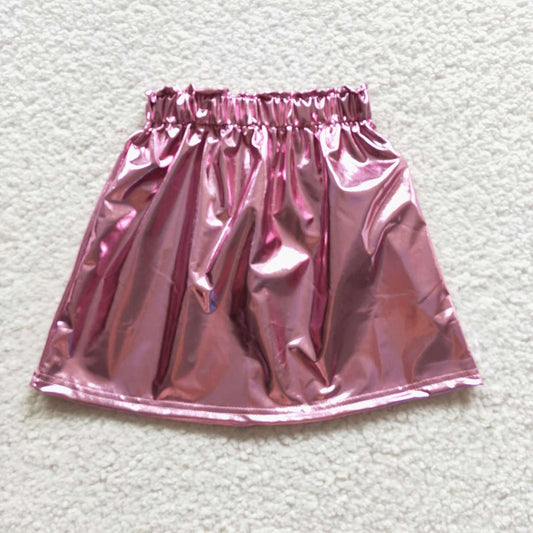 GLK0014 Pink Leather Shiny Skirt