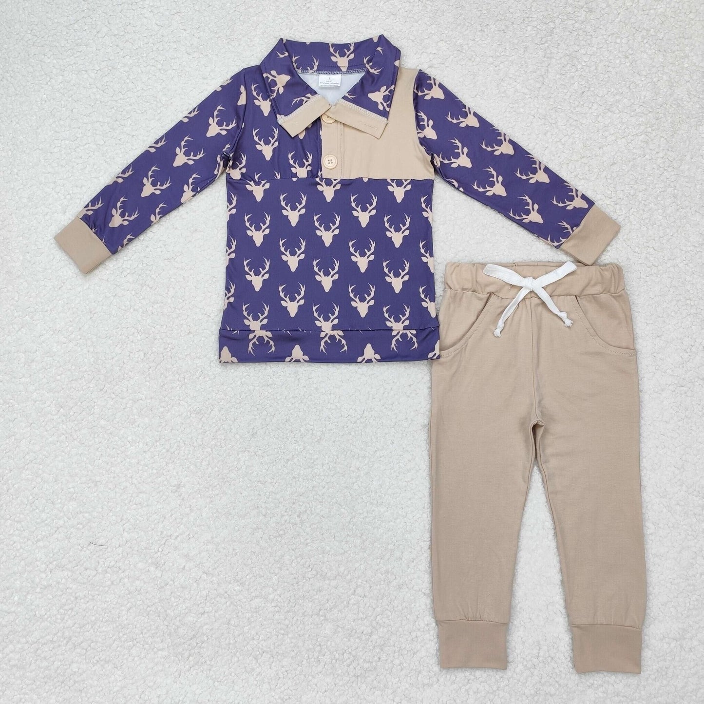 RTS NO MOQ Boys' long sleeve and long pants button suit