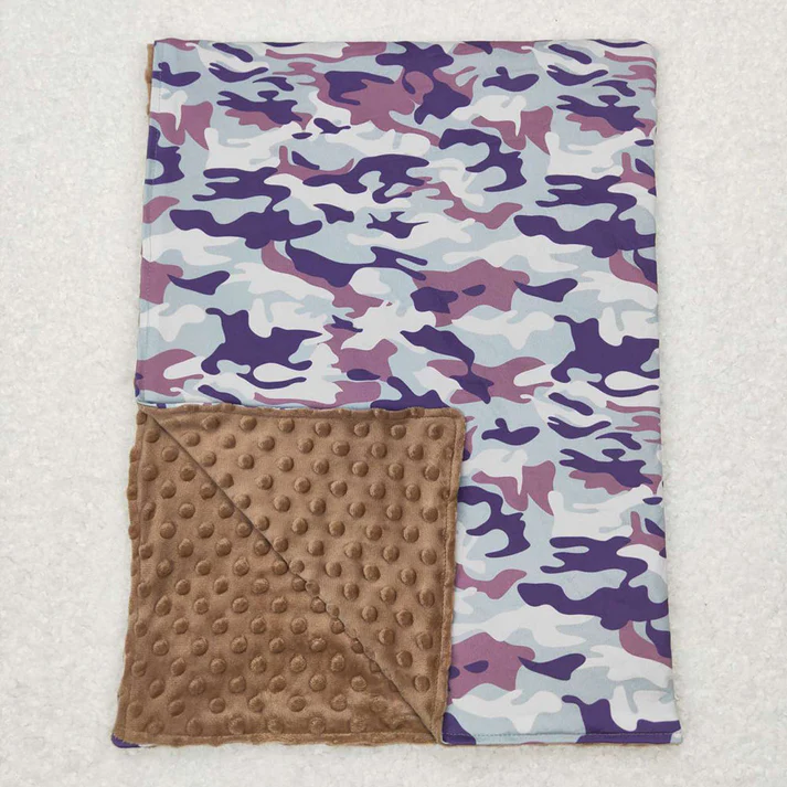 RTS NO MOQ 29*43INCH Baby Girls Children Hunting Sibling Camo Minky Blankets