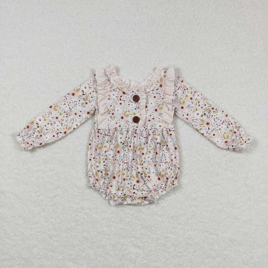 LR0769 Floral plaid lace long-sleeved jumpsuit