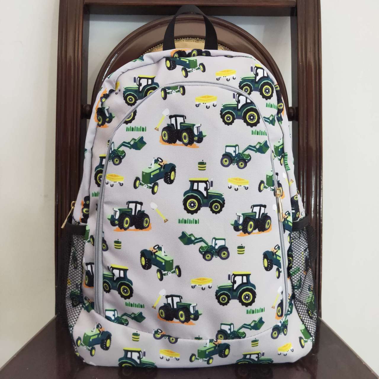 BA0085 Farm Tractor Truck Gray Backpack