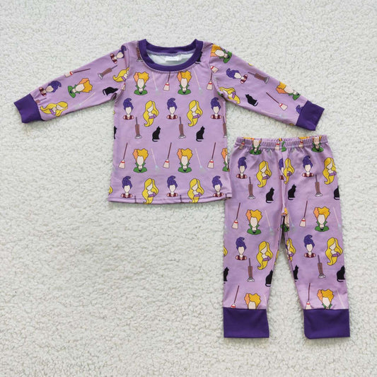 BLP0257 Boys Halloween hocus pocus purple long sleeve pant suit