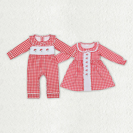 RTS NO MOQ Eta 5/7days Baby Girls Christmas Santa Rompers Dresses Clothes