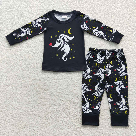 BLP0187 Halloween Cartoon Dog Black Long Sleeve Pants Set