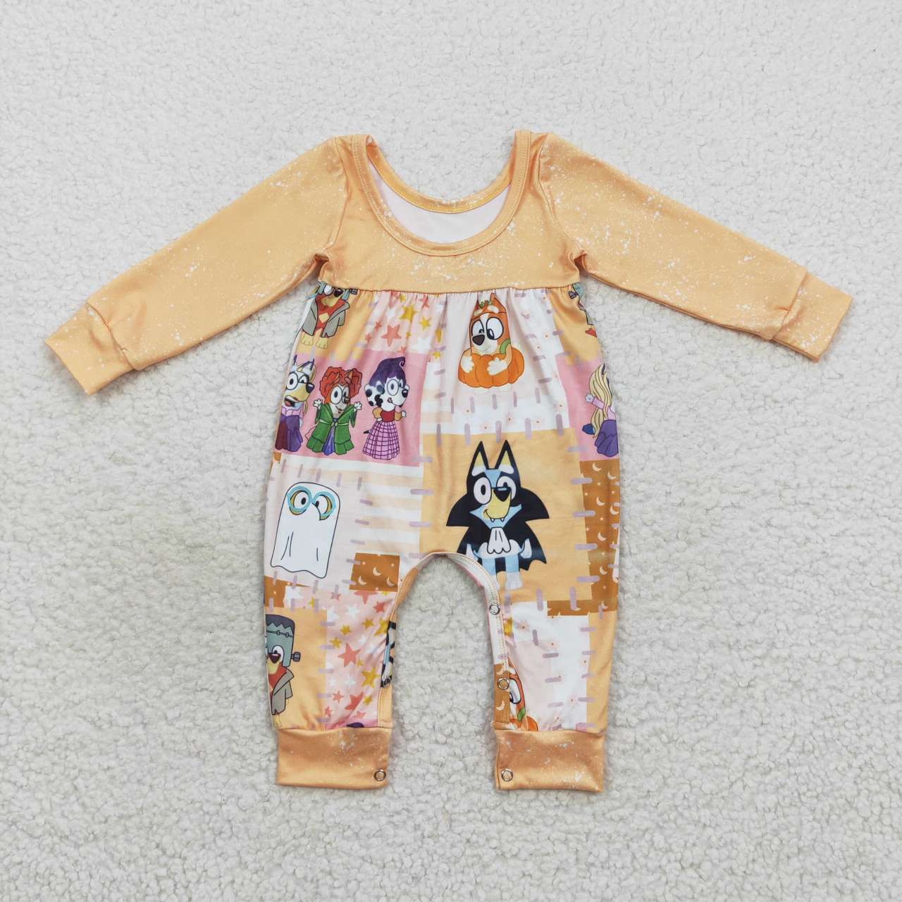 LR0637 Cartoon dog witch orange yellow long-sleeved jumpsuit