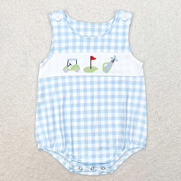 RTS NO MOQ Baby Girls Golf Summer Sibling Rompers Dresses Outfits Clothes Sets
